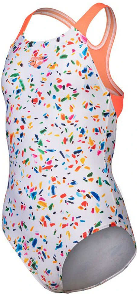 Arena Купальник спортивный ARENA CONFETTI SWIM PRO JR white multi-bright coral