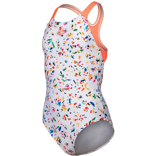 Arena Купальник спортивный ARENA CONFETTI SWIM PRO JR white multi-bright coral
