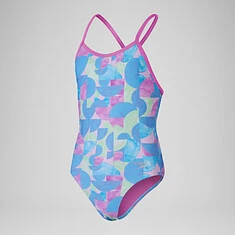Speedo Купальник для девушек Girls' Club Training Allover Digital Vback Swimsuit Pink/Blue