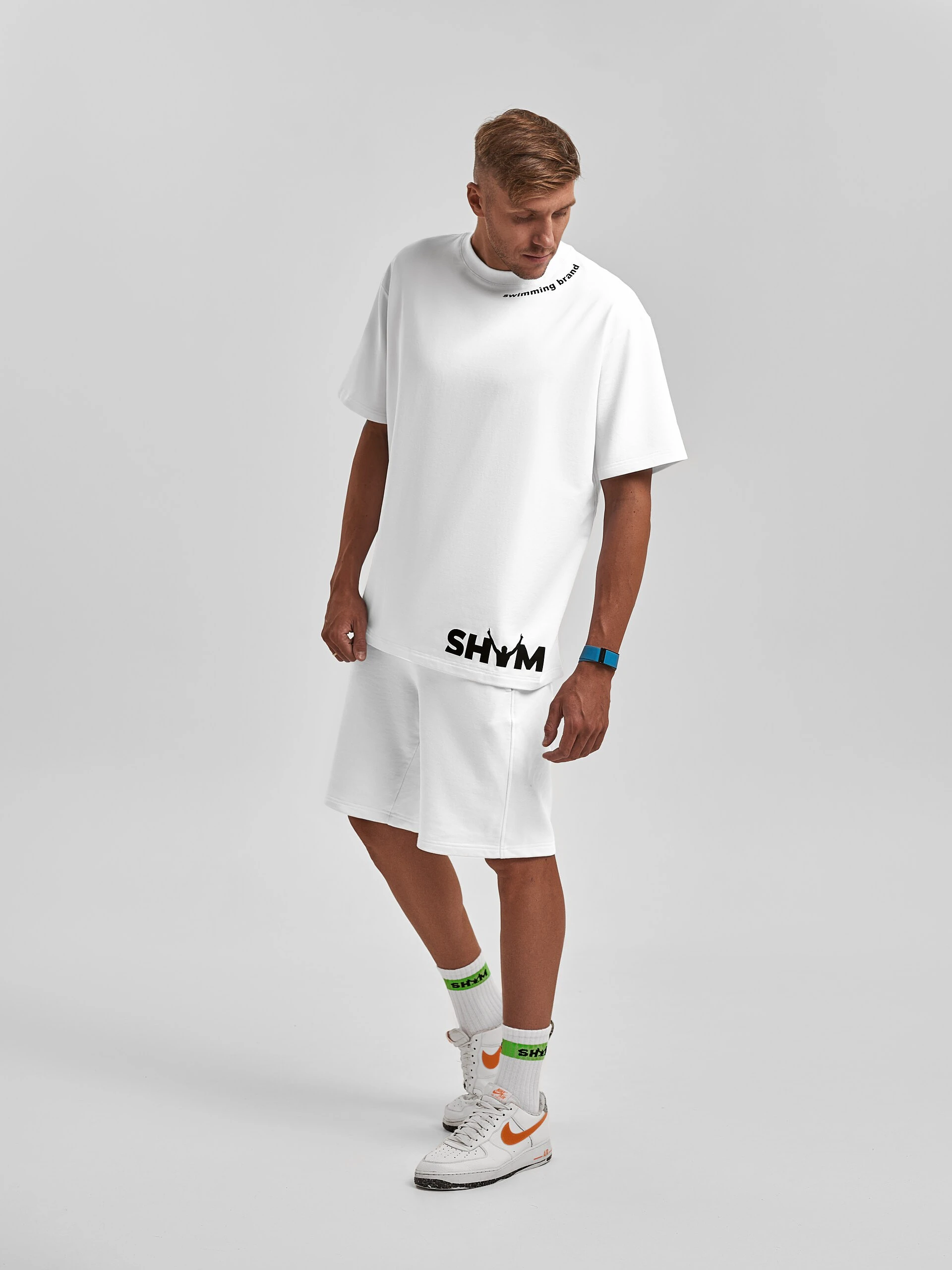 SHYM Джемпер оверсайз с коротким рукавом White