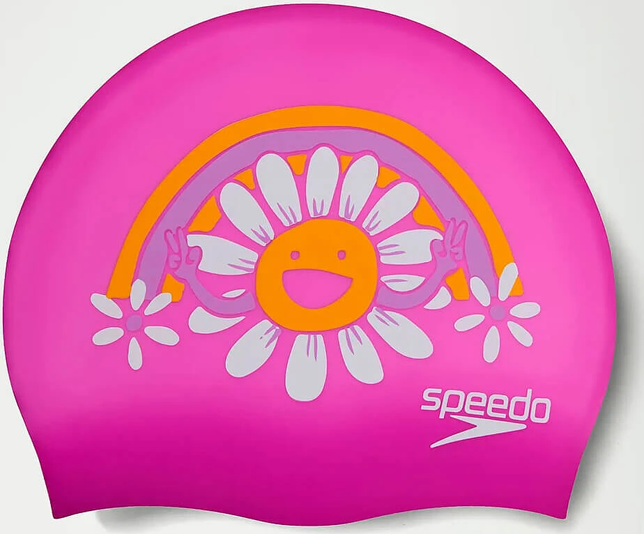 Speedo Шапочка для плавания Junior Printed Silicone Cap purple/orange