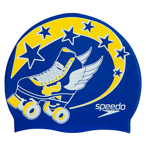 Speedo Шапочка для плавания Slogan Print Cap JR blue/yellow