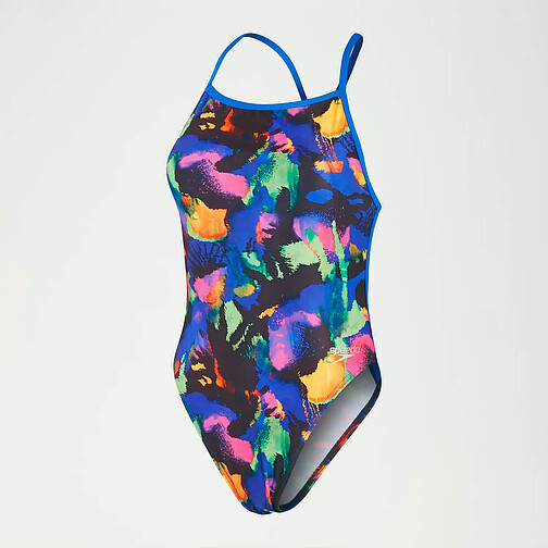 Speedo Купальник Flamingo Flare Allover V-Back blue/pink
