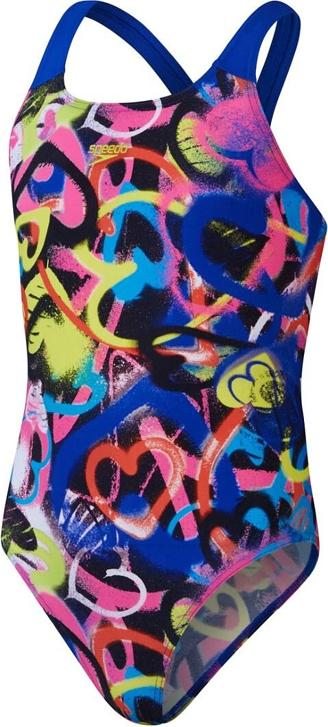 Speedo Купальник Girls Digital Allover Powerback Swimsuit Pink/Blue