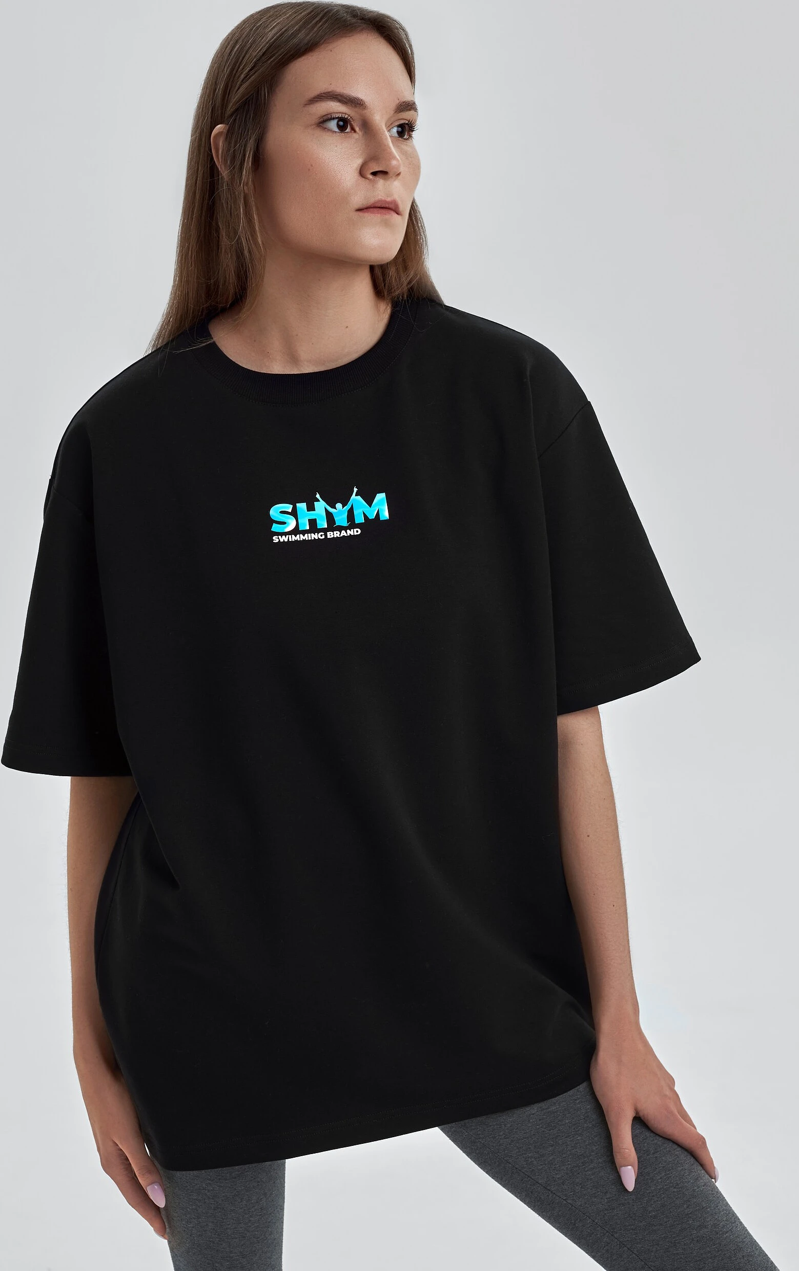 SHYM Джемпер оверсайз с коротким рукавом Black