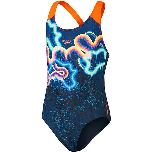 Speedo Купальник Digital Placement Splashback Girls NAVY/ORANGE