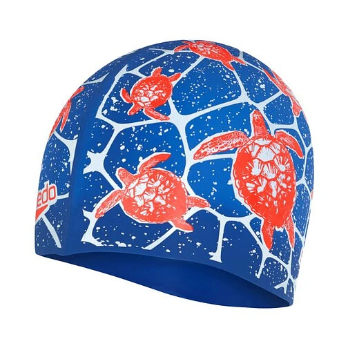 Speedo Шапочка для плавания Printed Silicon Cap JR blue/white