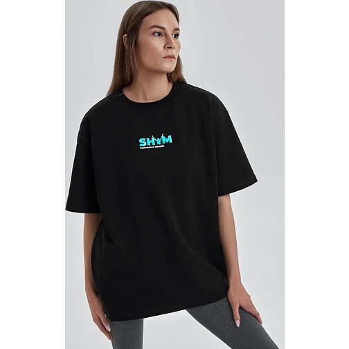 SHYM Джемпер оверсайз с коротким рукавом Black