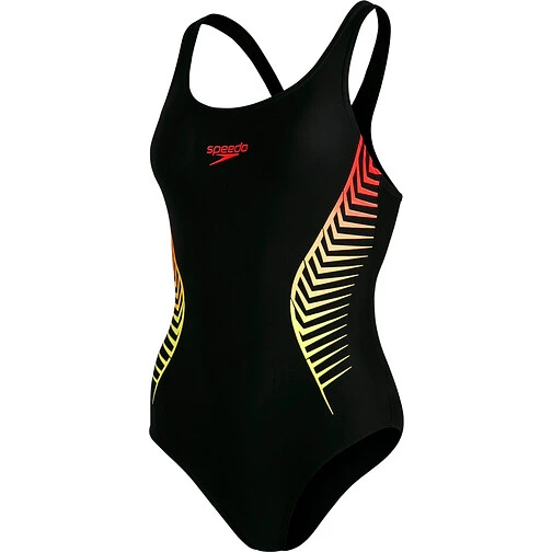 Speedo Купальник Placement Muscleback Swimsuit Black/Yellow