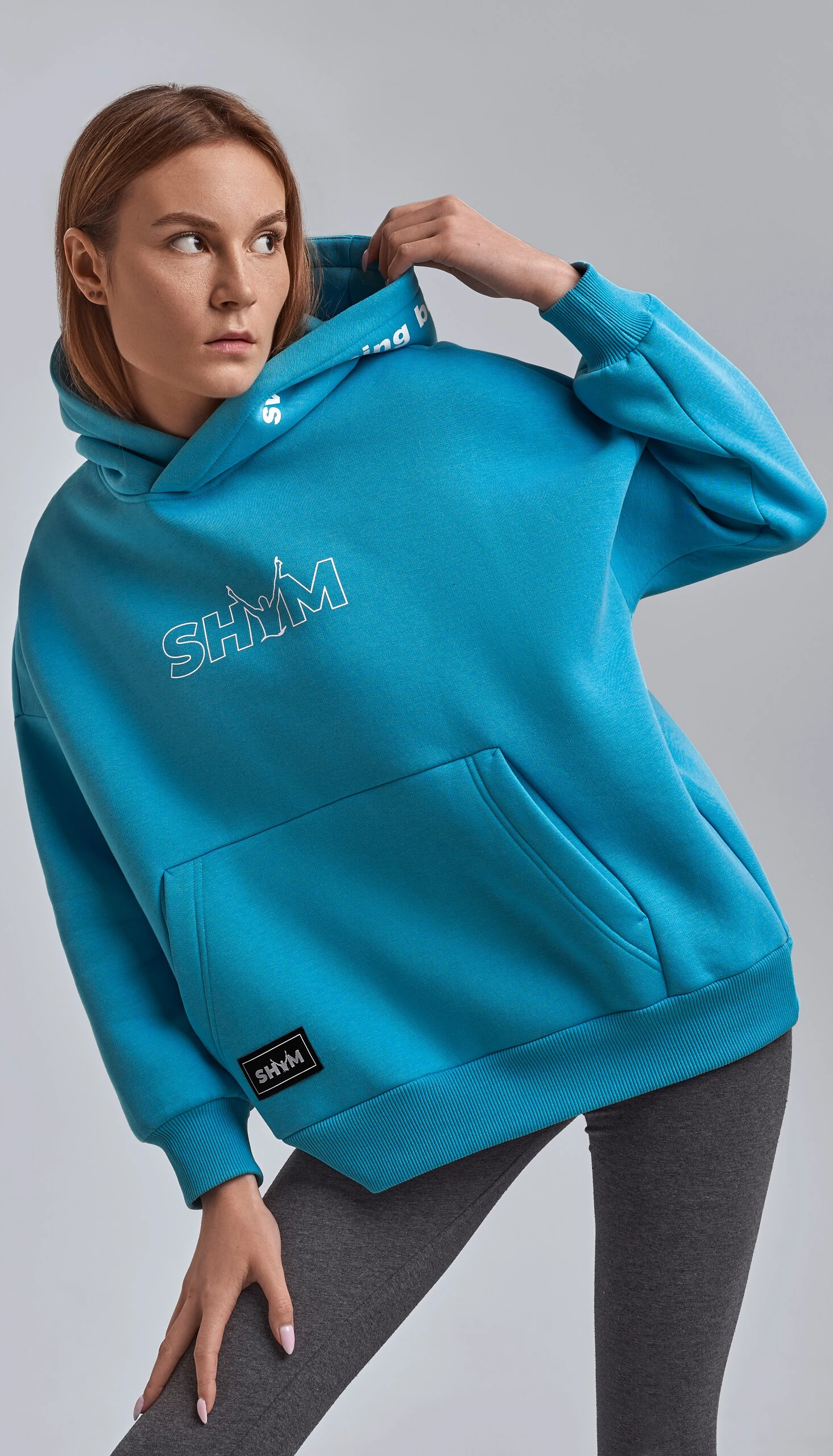 SHYM Худи оверсайз с капюшоном Turquoise
