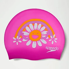 Speedo Шапочка для плавания Junior Printed Silicone Cap purple/orange