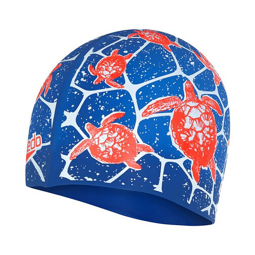 Speedo Шапочка для плавания Printed Silicon Cap JR blue/white