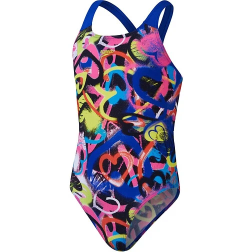 Speedo Купальник Girls Digital Allover Powerback Swimsuit Pink/Blue