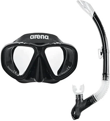 Arena Трубка-маска комплект PREMIUM SNORKELING SET black-clear-black