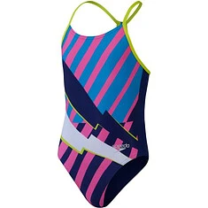 Speedo Купальник Girls Placement Lane Line Back Swimsuit Blue/Pink