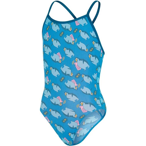 Speedo Купальник Flipper Phone Allover V-Back Junior blue/blue