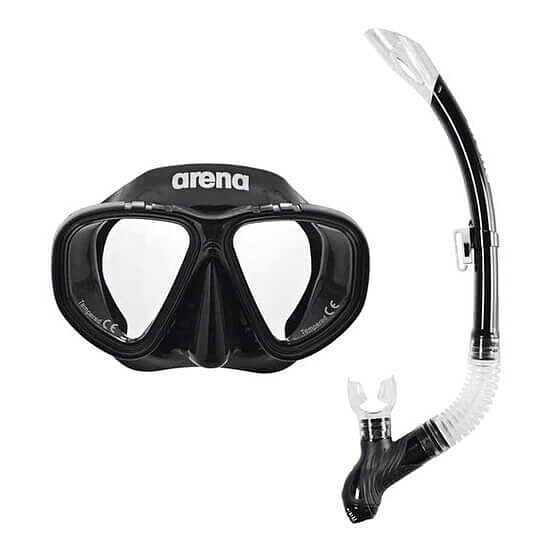 Arena Трубка-маска комплект PREMIUM SNORKELING SET black-clear-black