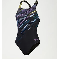 Speedo Купальник Digital Printed Medalist Swimsuit Black/Purple