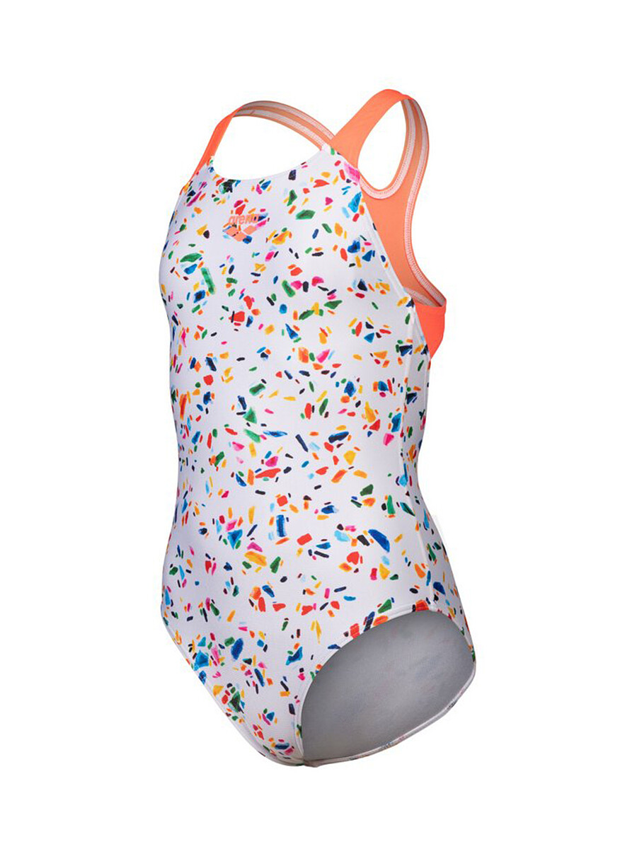 Arena Купальник спортивный ARENA CONFETTI SWIM PRO JR white multi-bright coral