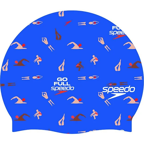 Speedo Шапочка для плавания Slogan Printed Cap Blue/Red