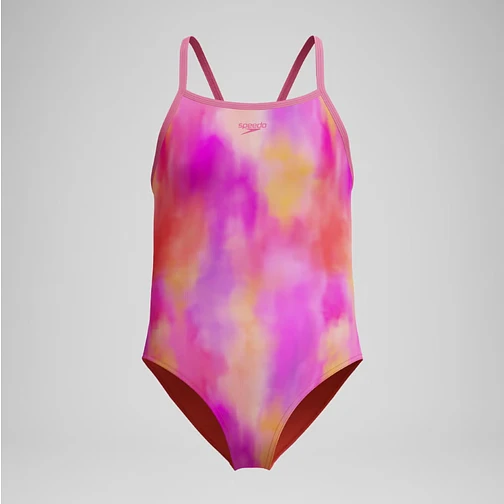 Speedo Купальник детский Printed Thinstrap Swimsuit Girls Pink/Orange