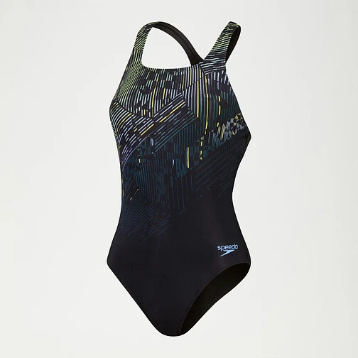 Speedo Купальник Digital Printed Medalist Swimsuit Black/Green