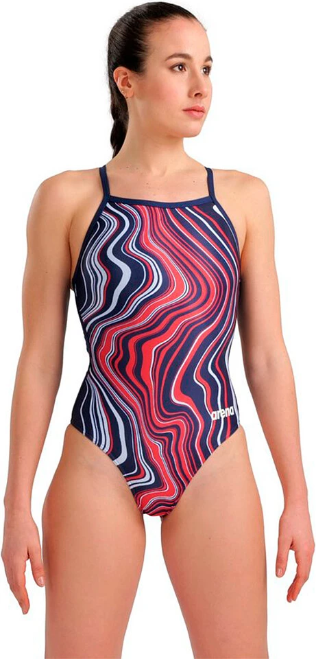 Arena Купальник LIGHTDROP BACK MARBLED navy-red multi