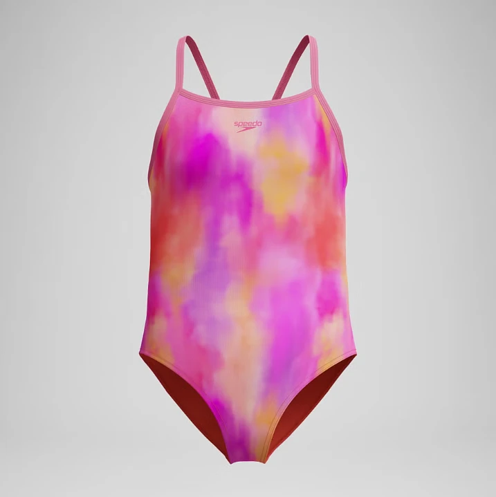 Speedo Купальник детский Printed Thinstrap Swimsuit Girls Pink/Orange