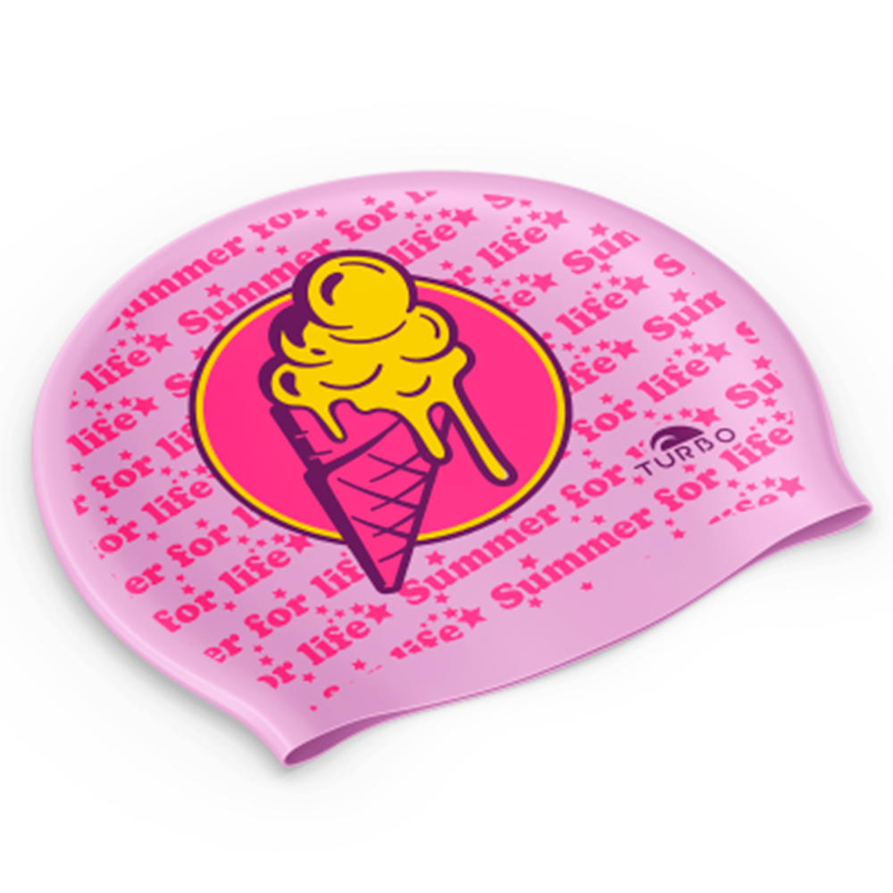 TURBO Шапочка для плавания SILICONE CAP 'SUEDE ICE CREAM NICE pink